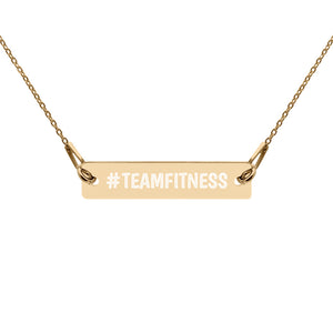 #TEAMFITNESS Engraved Silver Bar Chain Necklace
