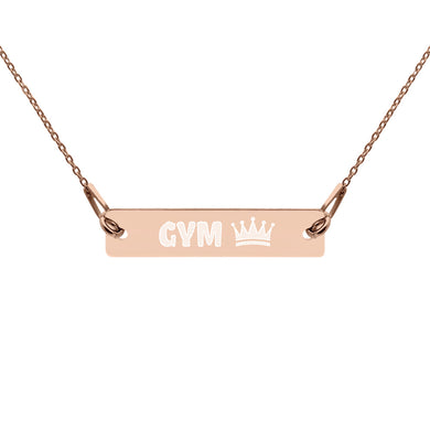 Gym Queen Engraved Silver Bar Chain Necklace