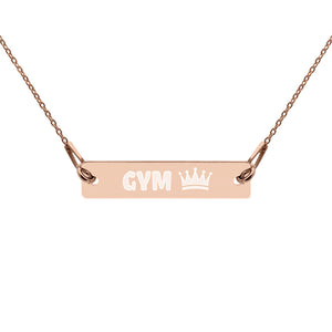 Gym Queen Engraved Silver Bar Chain Necklace