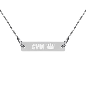 Gym Queen Engraved Silver Bar Chain Necklace