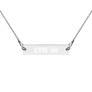 Gym Queen Engraved Silver Bar Chain Necklace