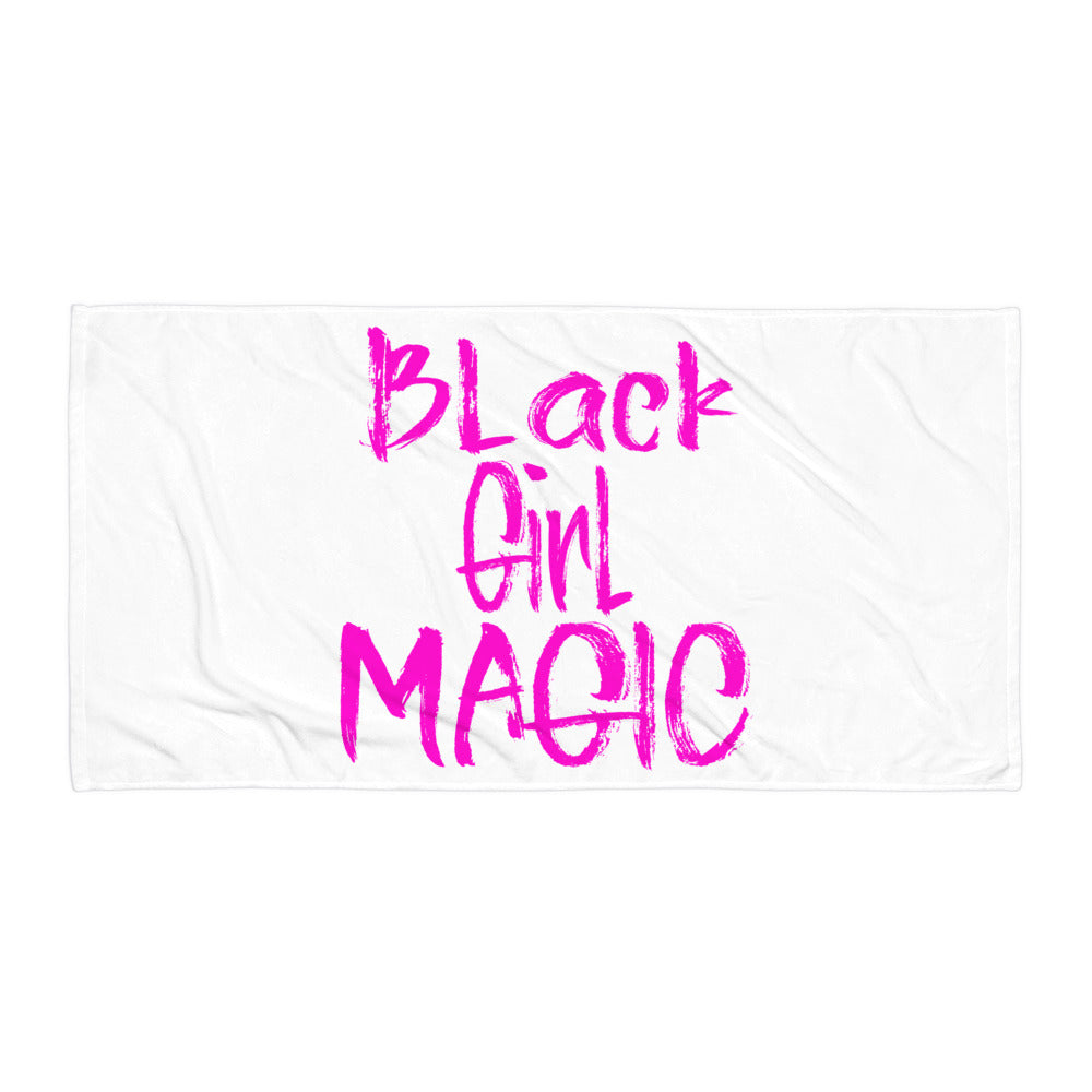 Black Girl Magic Beach Towel (White)
